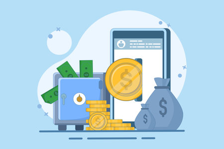 Concept of investment money, growth, success, growth chart. Concept of financial success, finance, profit. Flat vector illustration on background.のイラスト素材