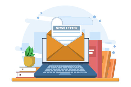 Email Campaign Concept. Newsletter. Email marketing, Online business strategy, Advertising, Email newsletter, sending messages. Online Marketing and Business Related Design.のイラスト素材