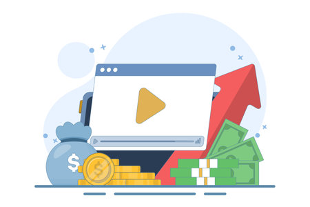Concept of online financial courses on investment, trading and budgeting, internet educational videos, watch digital webinars on investment business commercial management. Vectorのイラスト素材