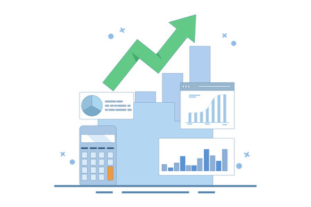 Business analysis expert concept. Conducting financial research, online data analysis reporting. Statistical and data analysis for business financial investment. Flat vectorのイラスト素材