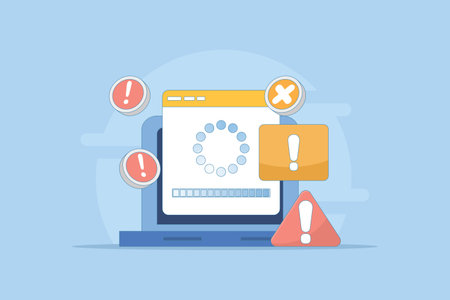 concept of failure or progress of process. failed installation or update processing. failed or...