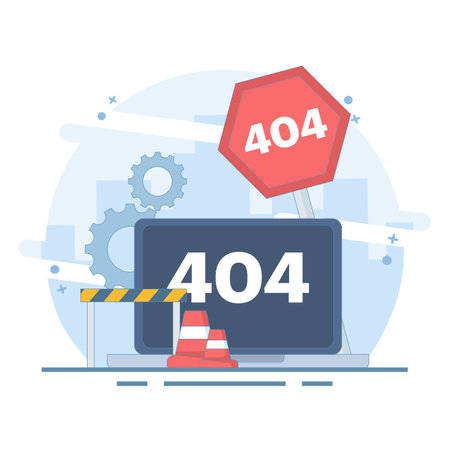 Concept of 404 error page, page not found, landing page does not exist. System error, problematic...