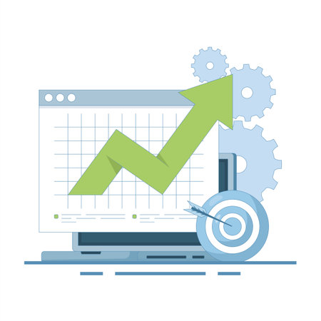 Business Growth Concept. List of goals and objectives. Business plan. Financial audit, financial report. Vision and mission. Business planning and strategy to grow. Flat Design Illのイラスト素材