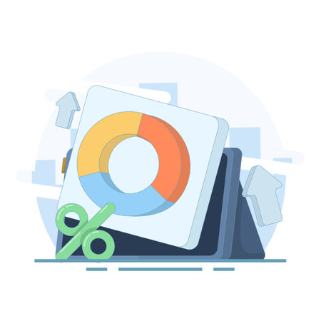 data analysis concept. business planning. pie chart with percentage. Pie Chart Insight. which symbolizes data analysis and interpretation. flat design vector illustrationのイラスト素材