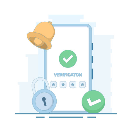User verification concept, security system. verification check mark. receiving OTP code. one time password for protection. cyber security, secure authentication. flat designのイラスト素材