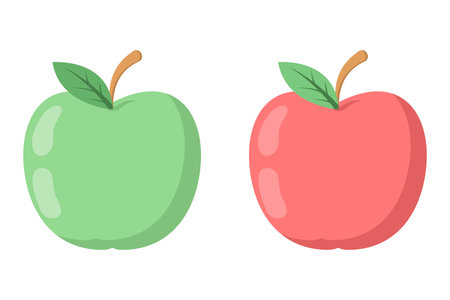 apple illustration isolated on white background. Ripe fruit, halves and slices. Harvest. Food illustration.のイラスト素材