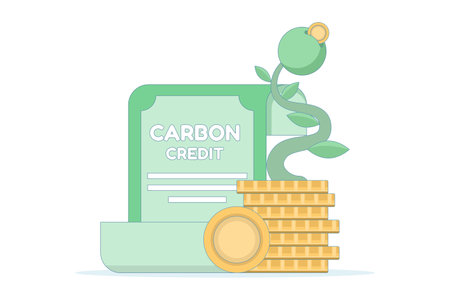 Carbon Credit Concept. reducing CO2 pollution through carbon tax, green investment. carbon emission taxation. sustainability to reduce the impact of CO2 emissions. flat designのイラスト素材