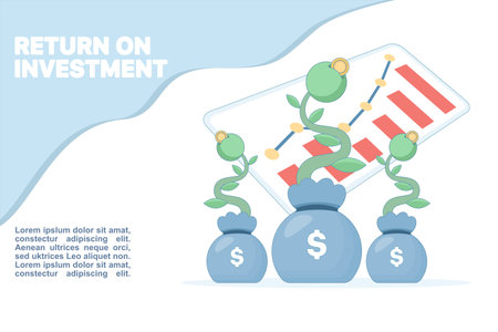 Return on investment concept. Profit opportunities. The arrow of business growth towards success. The performance measure of return on investment from investment costs and profitのイラスト素材