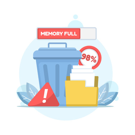 The concept of freeing up memory space. Removing annoying notifications from the trash. Boosting memory. Clearing the cache. A flat design illustration in the background.のイラスト素材