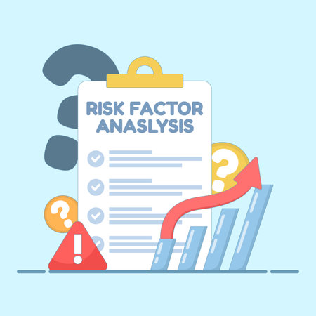 Flat vector illustration of risk factor analysis for business forecasting and financial risk evaluation. Concept of strategic planning, market research, and accurateのイラスト素材