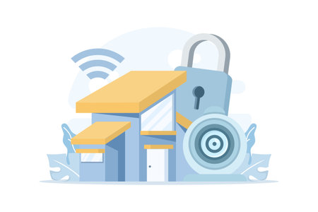 Vector illustration of security CCTV camera with protective housing. Symbol of surveillance, safety monitoring, and protection system used for building and area security control.のイラスト素材