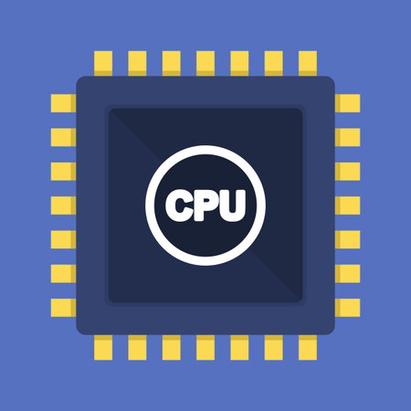 Vector illustration of a semiconductor chip on an isolated background, representing electronic...