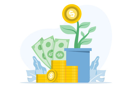 Growth stock investment concept, financial market performance, upward trend arrows, long term returns, business profit strategy, wealth management, modern vector illustration.のイラスト素材