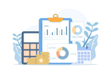 Finance and accounting illustration, business planning and budgeting, analyst and accountant concepts, economic strategy, flat vector background and banner design.のイラスト素材
