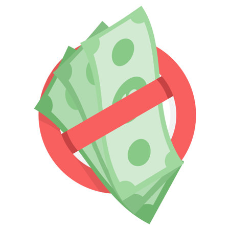 Money icon with a prohibition sign. The concept of online payments and a cashless economy with digital finance, e-wallets, and secure electronic transactions. Only cashless paymentのイラスト素材