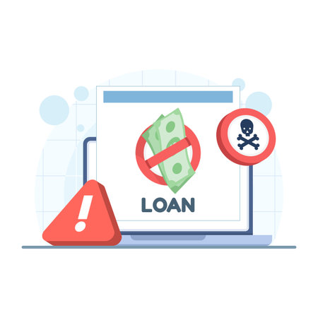 Financial fraud and loan scam illustration highlighting deceptive lending and monetary crime issues. Suitable for banking security, fraud awareness, fintech risk, and financialのイラスト素材