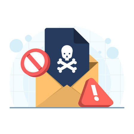 Extortion fraud and cybercrime threat illustration showing phishing emails as a digital scam method. Ideal for cybersecurity, online fraud awareness, data protection, and digitalのイラスト素材