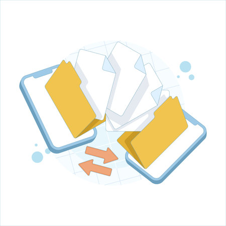 Office file manager icon with employees organizing documents and media. Creative vector illustration for data search, file indexing, and workplace management concepts.のイラスト素材