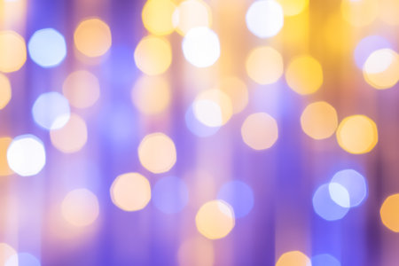 Purple and yellow bokeh abstract light backgrounds blur motion .の写真素材