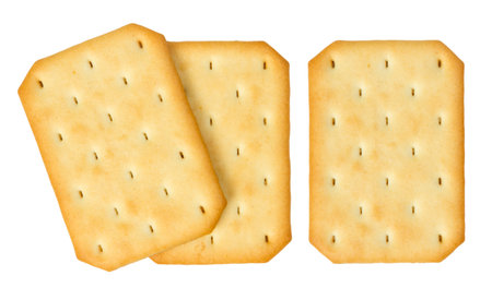 Top view of rectangle biscuits isolated on white background. Season's greetings.の写真素材