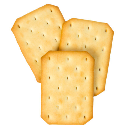 Top view of rectangle biscuits isolated on white background. Season's greetings.の写真素材