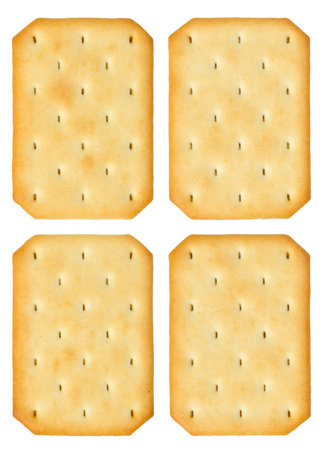 Top view of rectangle biscuits isolated on white background. Season's greetings.の写真素材