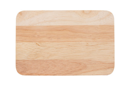 Top view of Wooden cutting board isolated on white background