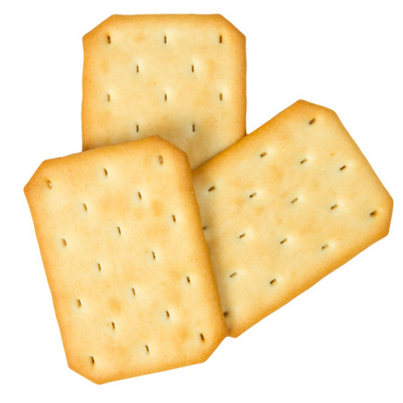 Top view of rectangle biscuits isolated on white background. Season's greetings.の写真素材