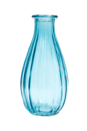 Blue glass vase isolated on a white background. Empty flower vase.の写真素材