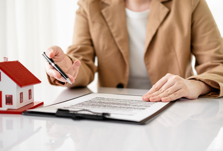 Real estate agents bid homes in the project to explain in detail to clients. Explain and present information about home and mortgage purchases. real estate trading ideasの写真素材