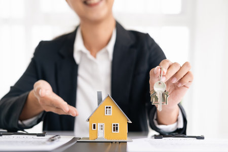 House model, employment contracts, real estate agents, and Real estate conceptの写真素材