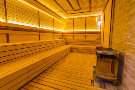 Traditional finnish sauna made from woodの写真素材