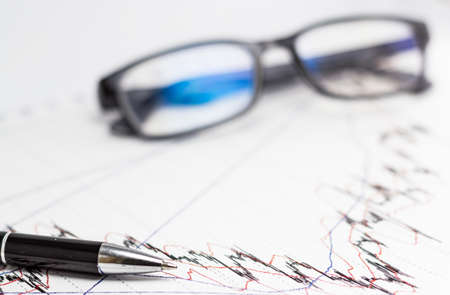 Stock market graphs analysis report Pの写真素材