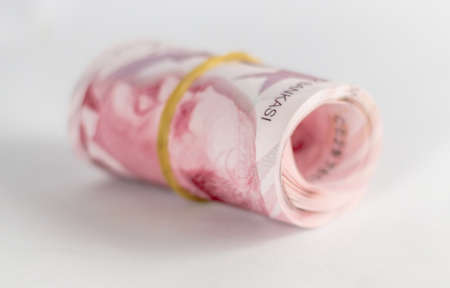 Rolled turkish banknotes.の写真素材