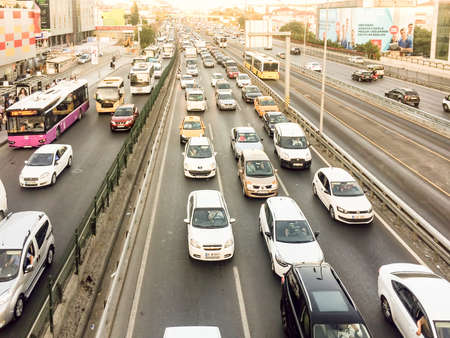 Traffic at sunset in Istanbul, Turkeyのeditorial素材