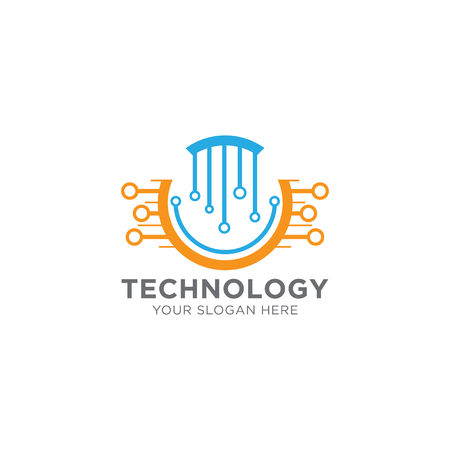 Technology Logo Template Design Vector, Emblem, Design Concept, Creative Symbol or Iconのイラスト素材