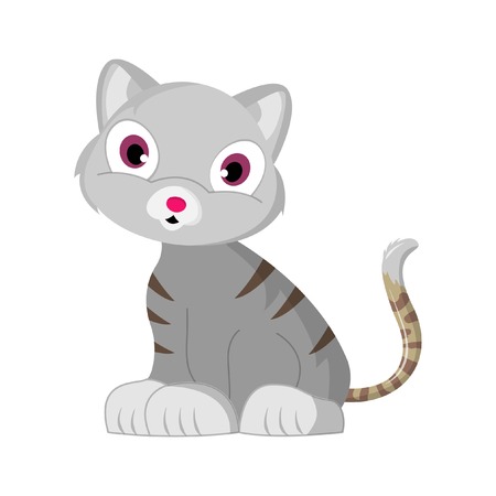 Simple cartoon cat icon on a white background. Vector Illustration.の写真素材
