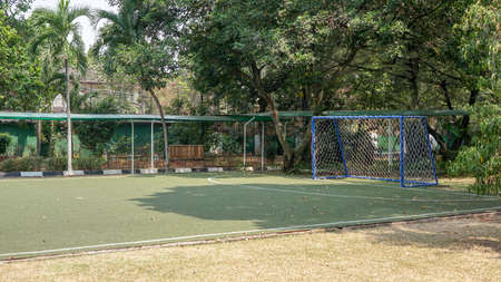 Football Goalpost soccer in synthetic grass