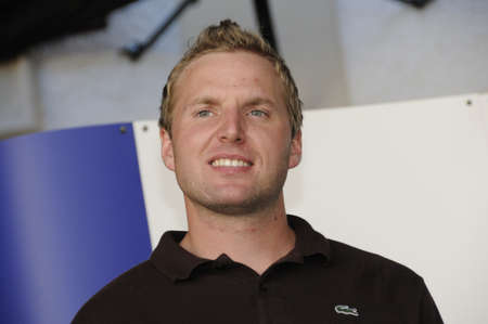 Zell am See, Austria - Jul 8. NHL star hockey player Thomas Vanek visits his hometown Zell am See in Austria on 8th July 2010, to speak to young players of Zell am See and giving autographs.のeditorial素材