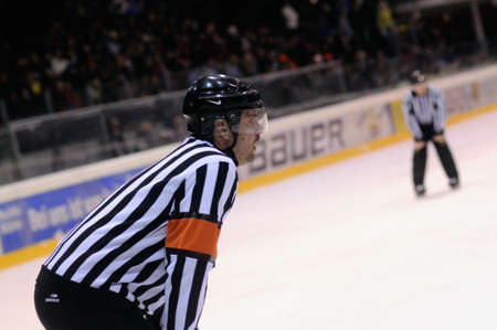 ZELL AM SEE, AUSTRIA - FEB 22: Austrian National League. Referee Vedran Krcelic. Game EK Zell am See...