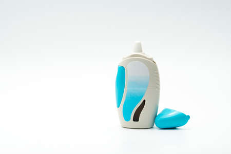 Nasal spray with opened cap, modern design on white backgroundの写真素材