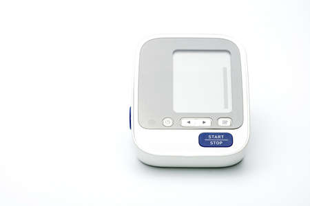 Automatic blood pressure monitor isolated on white background with copy spaceの写真素材