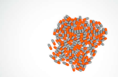 Colorful of antibiotic capsules pills isolated on white background, drug resistance concept