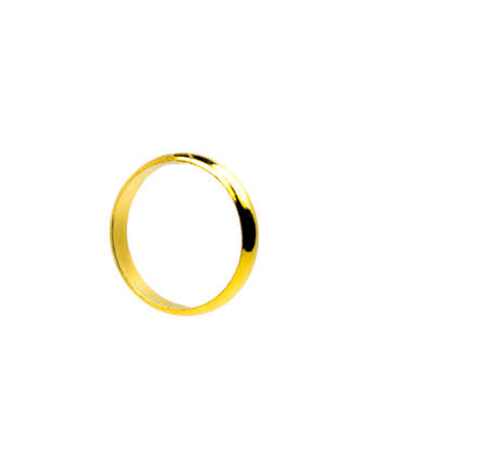 One gold ring isolated on white background with copy space, just add your own textの写真素材