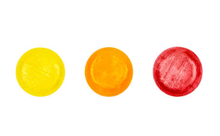 Medical lozenges set for relief cough, sore throat and throat irritation isolated on white background with clipping pathの写真素材