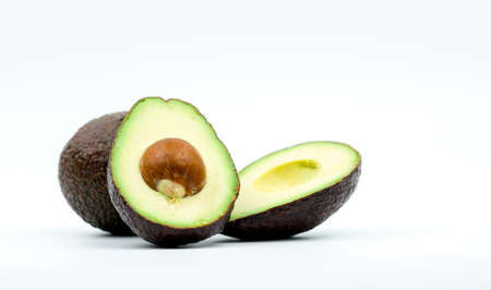 Avocados isolated on white background with clipping path. Source of omega 3 from natural foodの写真素材