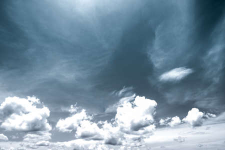 Black and white scene of sky and clouds backgroundの写真素材