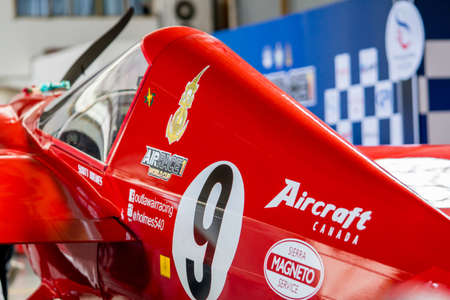 RAYONG, THAILAND-NOVEMBER 18, 2017 : Scott Holmess's plane no.9 Outlaw aircraft model Cassutt III-M...