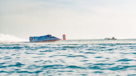 CHONBURI, THAILAND-NOVEMBER 25, 2017 : F1 boat in Bangsaen Power Boat 2017 at Bangsaen beach in Thailandのeditorial素材