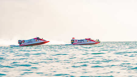 CHONBURI, THAILAND-NOVEMBER 25, 2017 : F1 boat in Bangsaen Power Boat 2017 at Bangsaen beach in Thailandのeditorial素材